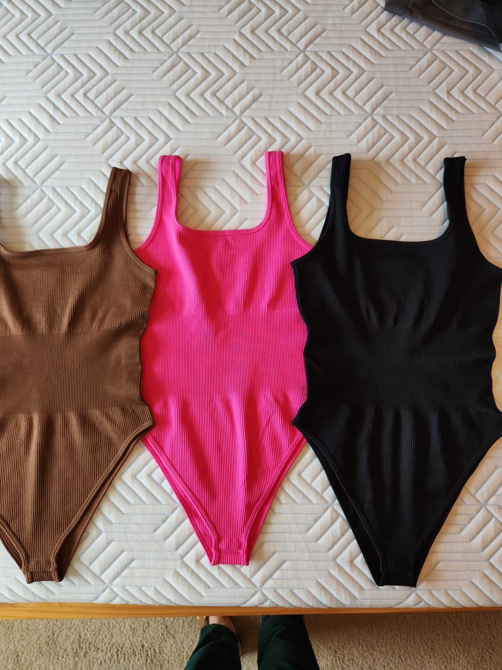 OQQ One-Piece Bodysuit - Pink, Black, Brown